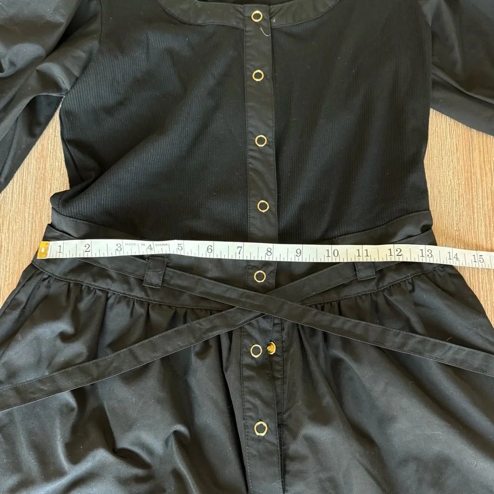 MABLE puff sleeve black romper, tie waist, Georgina, Small - Picture 6 of 9